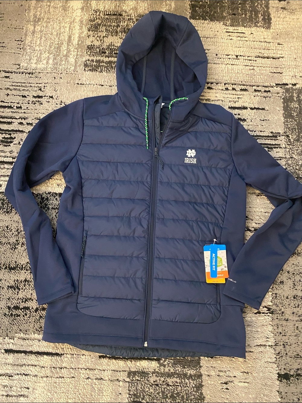 New Men’s Columbia Norte Dame Out-Shield Hybrid Sweat Hoodie Jacket Medium